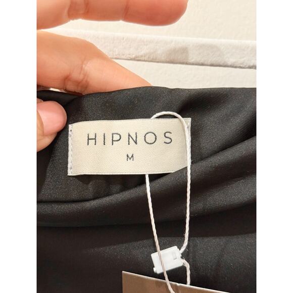 Hipnos Satin Strapless Side Tie Knot Formal Midi Dress Black Women's Size Medium - Picture 3 of 3